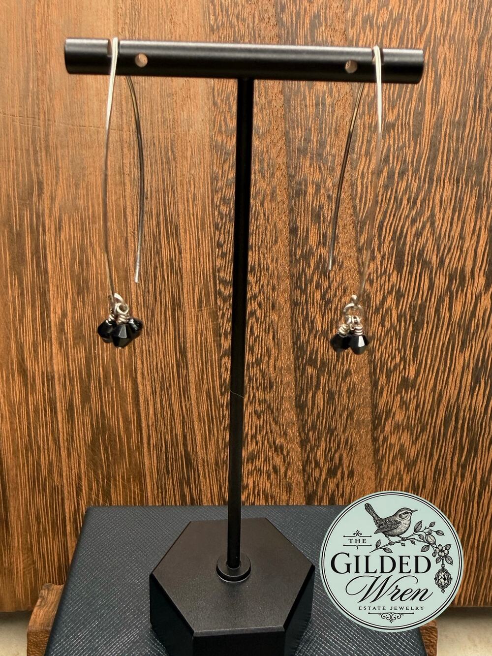 Silpada W1311 Social Gathering Earrings Sterling Silver Black Obsidian Threader